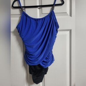 MagicSuit - Womens Blue and Black Underwire One Piece Swimsuit- Size 16